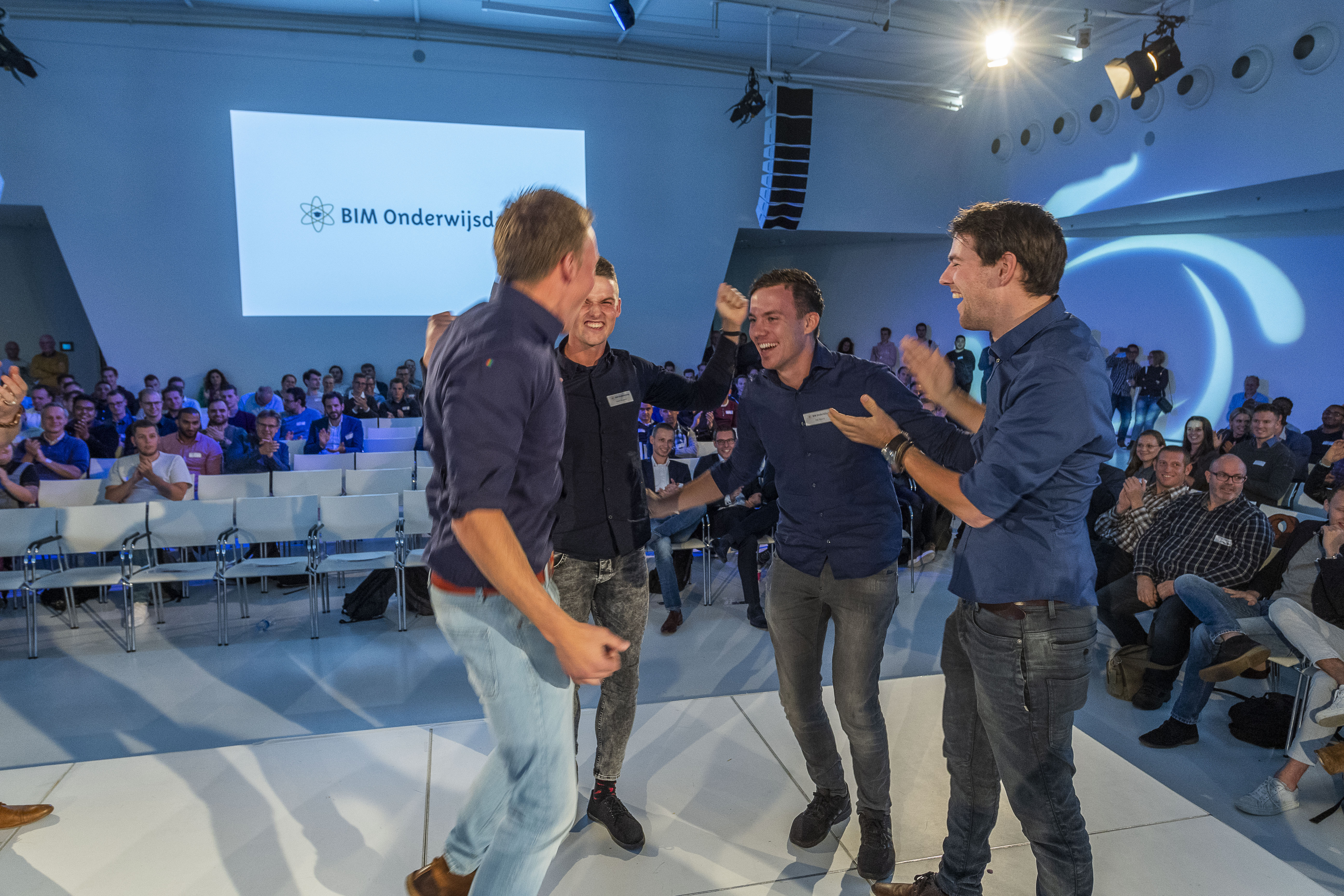 De battle winnaars tijdens de BIM Onderwijsdag 2018